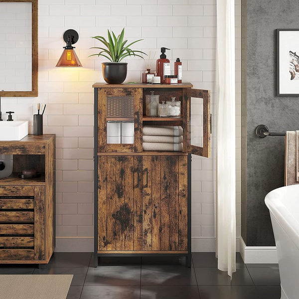 SEGENN Milan Modern Dressoir met Glazen Deuren-Landelijk Dressoir-Dressoir met Vitrinedeuren-Buffetkast met Glazen Deuren