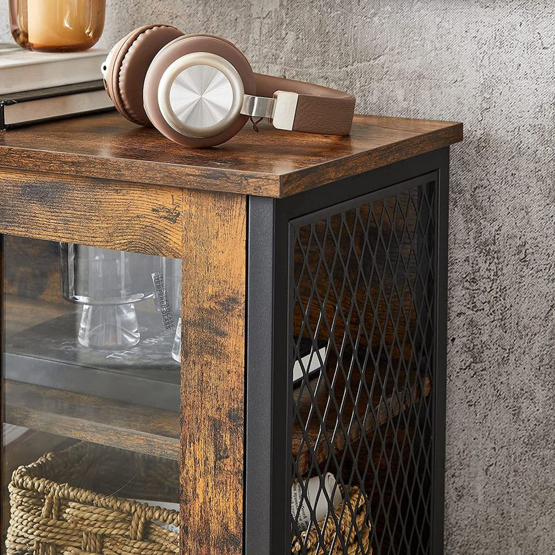 SEGENN Milan Modern Dressoir met Glazen Deuren-Landelijk Dressoir-Dressoir met Vitrinedeuren-Buffetkast met Glazen Deuren