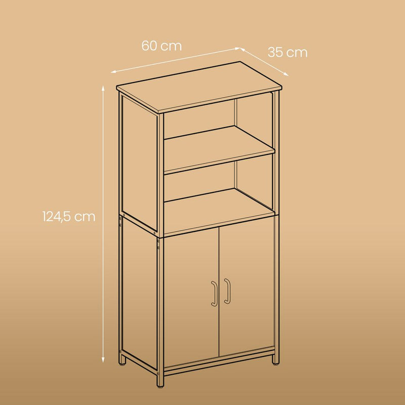SEGENN Florence Multifunctionele Opbergkast met Deuren en Planken – Voor Keuken, Woonkamer of Hal