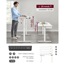 Segenn's zit sta bureau - zit sta bureau elektrisch met wielen - memoryfunctie met 4 hoogtes - traploos verstelbaar - WIT - 60 x 120 cm