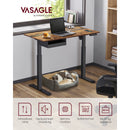 Segenn's zit sta bureau - zit sta bureau elektrisch met wielen - memoryfunctie met 4 hoogtes - traploos verstelbaar - vintage bruin-zwart - 60 x 120 cm