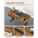 Segenn's zit sta bureau - zit sta bureau elektrisch met wielen - memoryfunctie met 4 hoogtes - traploos verstelbaar - vintage bruin-zwart - 60 x 120 cm