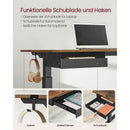 Segenn's zit sta bureau - zit sta bureau elektrisch met wielen - memoryfunctie met 4 hoogtes - traploos verstelbaar - vintage bruin-zwart - 60 x 120 cm