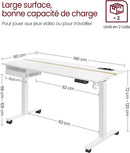 Segenn's Zit-sta bureau - Hoogteverstelbaar bureau elektrisch, bureaublad 60 x 140 cm, traploos verstelbaar, memoryfunctie met 4 hoogtes, wit