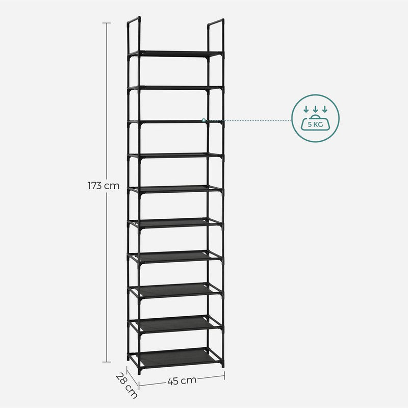 SEGENN Ravenna Hoog Schoenenrek met 10 Niveaus – Lichtgewicht & Compact-Slim & Stijlvol – Schoenenrek met 10 Verdiepingen