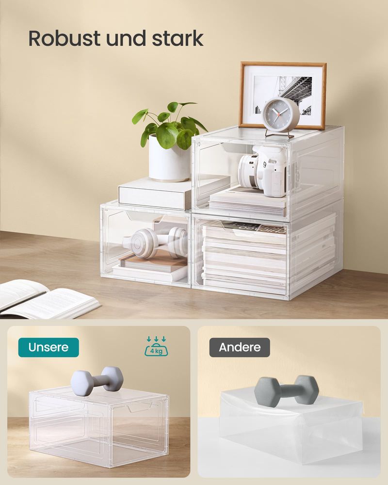 SEGENN Matera StyleStack – Transparante Witte 12 Schoenendoos voor Show & Opslag-Opbergdoos Schoenen