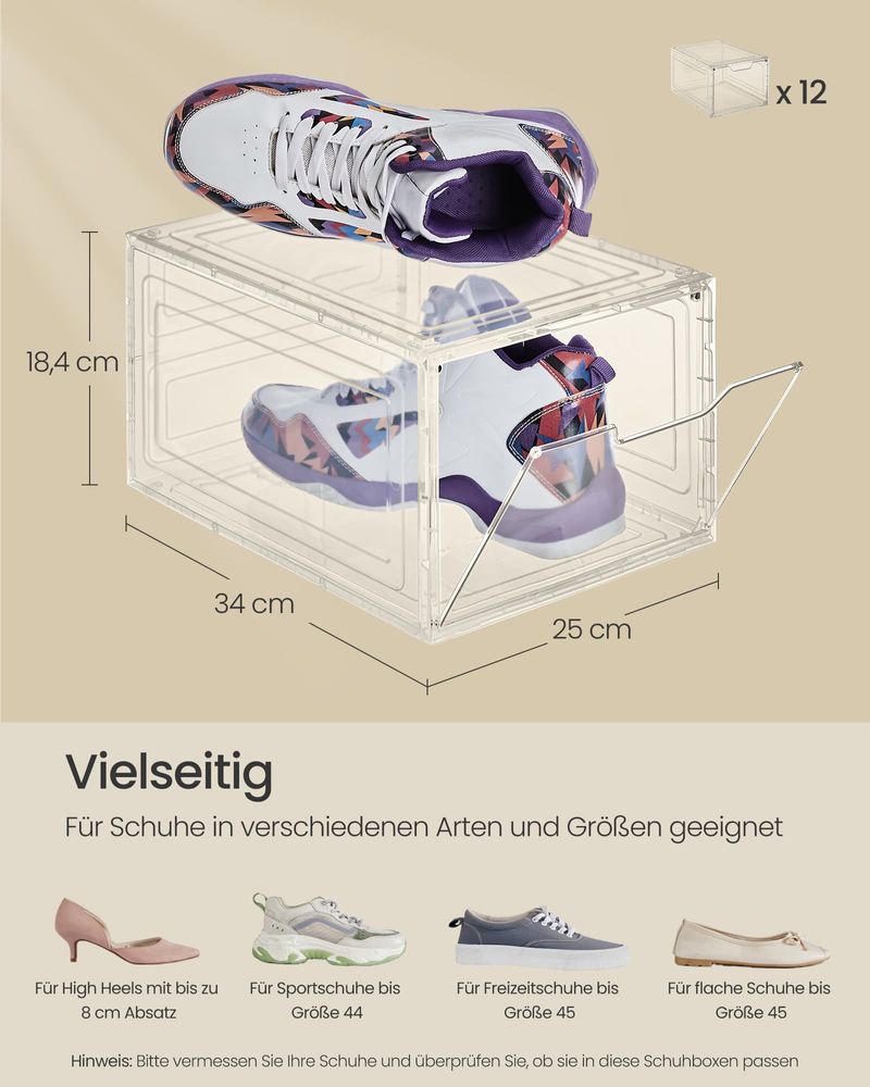 SEGENN Matera StyleStack – Transparante Witte 12 Schoenendoos voor Show & Opslag-Opbergdoos Schoenen