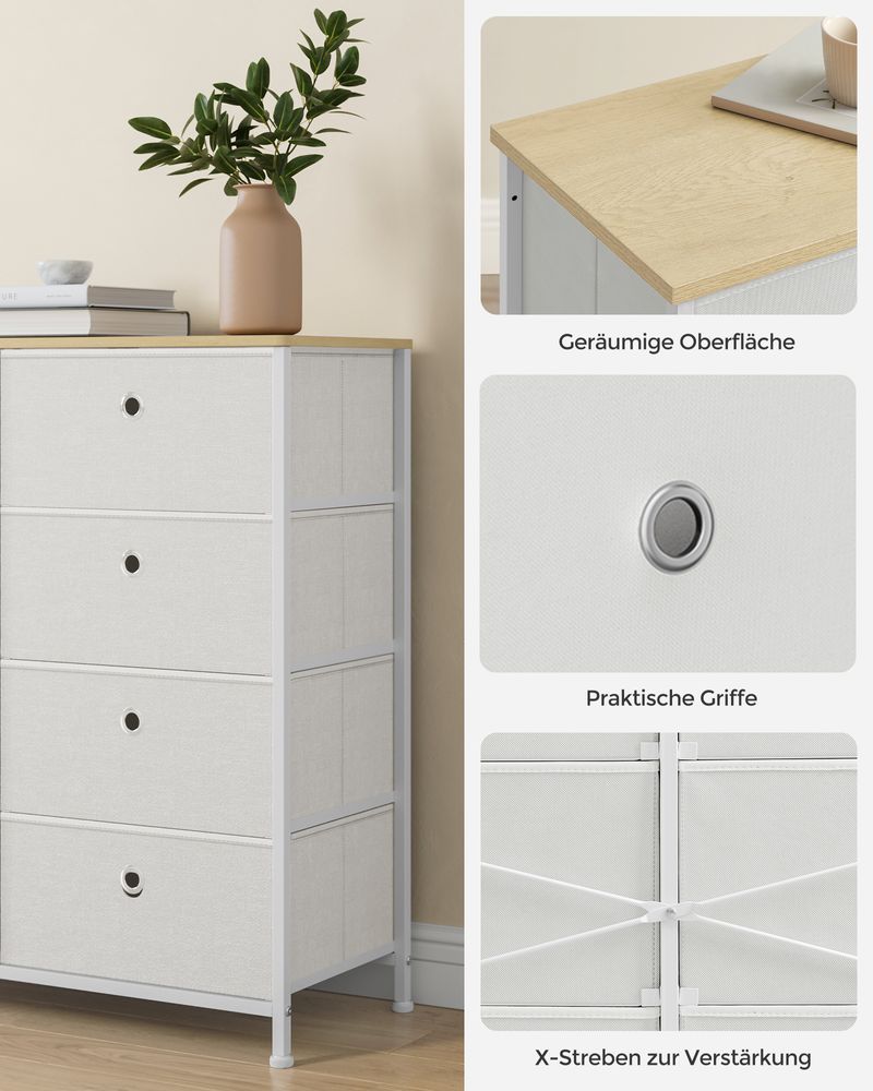 Segenn's Modena Opbergkast met metalen frame voor woonkamer crème-wit-eiken-Stijlvolle Opbergkast