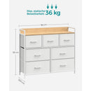 Segenn's Commode kast - 7 stoffen laden met handgrepen - metalen frame - industrieel design - wit-eiken - 28 5 x 98 x 12 5 cm