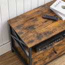 Segenn's TV-kast - tv-toestel voor 55 inch tv woonkamer met 2 laden - 2 opbergplanken - stalen frame - industriële stijl - rustiek bruin en zwart - 120 x 40 x 50 cm