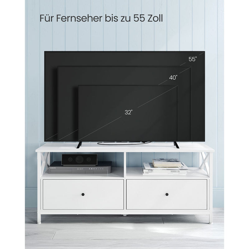 Segenn's TV-kast - tv-meubel - tv kast wit voor 55 inch tv woonkamer met 2 laden - 2 opbergplanken - Wit - 120 x 40 x 50 cm