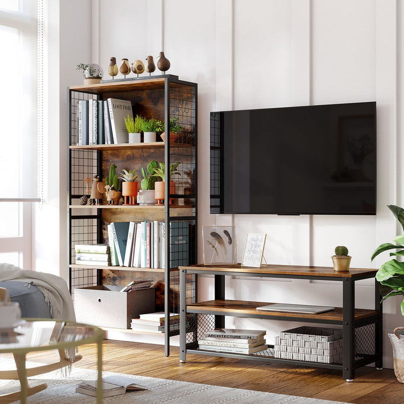 Segenn's Tv-Kast - Tv-meubel - Consoletabel - voor tv's tot 43 inch - industrieel - donkerbruin - 100 x 40 x 52 cm
