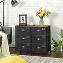 Segenn's Commode - kast - Met 6 Lades - Metalen Frame - Industrieel - Oppervlak Met Houtnerf - Vintage Bruin-Zwart