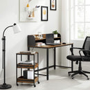 Segenn's Computerbureau, bureau met monitorstandaard, gat voor kabels, kantoorset, trolley met 3 lagen, stalen frame, industriële stijl, vintage bruin-zwart, 118 x 60 x 100 cm (L x B x H)