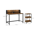 Segenn's Computerbureau, bureau met monitorstandaard, gat voor kabels, kantoorset, trolley met 3 lagen, stalen frame, industriële stijl, vintage bruin-zwart, 118 x 60 x 100 cm (L x B x H)