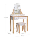 Segenn's Russo Kaptafel - met Draaibare Spiegel - Zonder Frame - voor Make-up - met Gestoffeerde Kruk