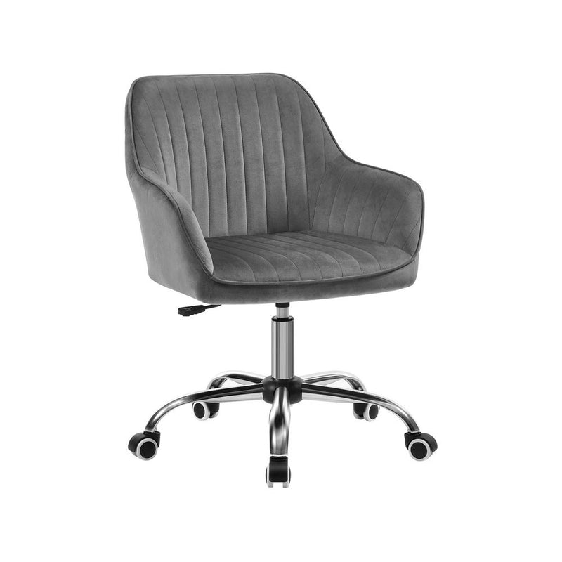 SEGENN Parma Elegante Draaistoel in Grijs Fluweel – Luxe Afwerking en 360° Rotatie-Moderne Draaistoel Grijs Design voor Thuis of Kantoor