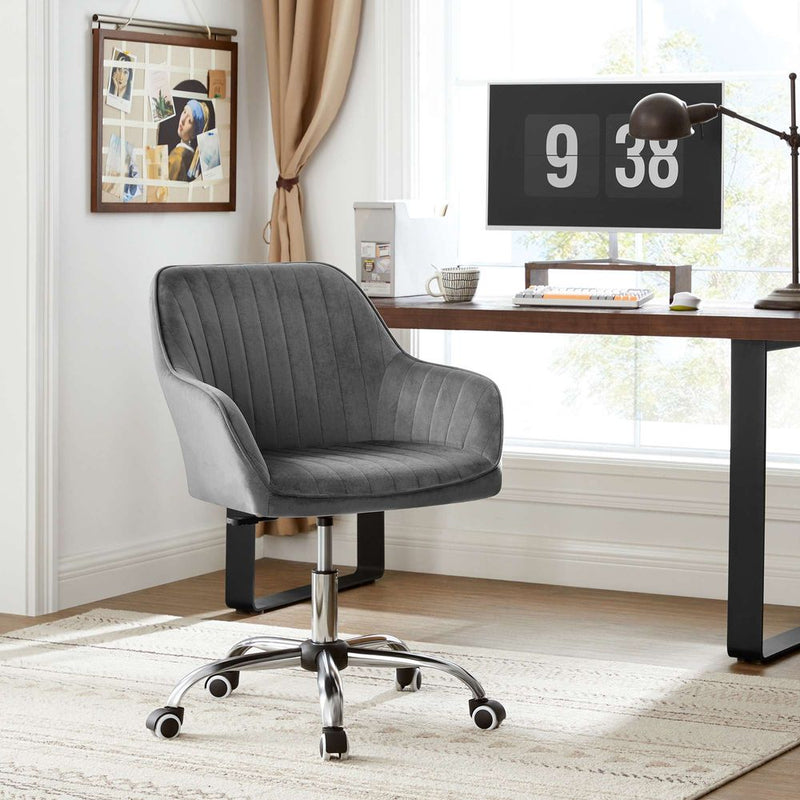 SEGENN Parma Elegante Draaistoel in Grijs Fluweel – Luxe Afwerking en 360° Rotatie-Moderne Draaistoel Grijs Design voor Thuis of Kantoor