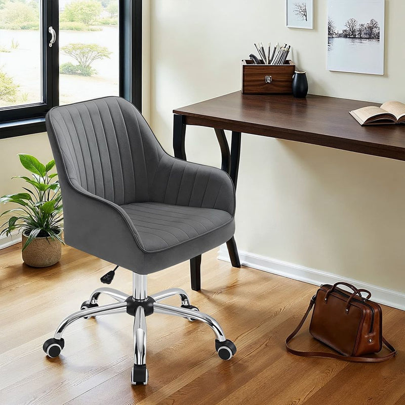 SEGENN Lecce Draaibare Bureaustoel met Velvet Bekleding en Comfortabel Schuimkussen-Ergonomische Velvet Draaistoel met Schuimgevulde Zitting