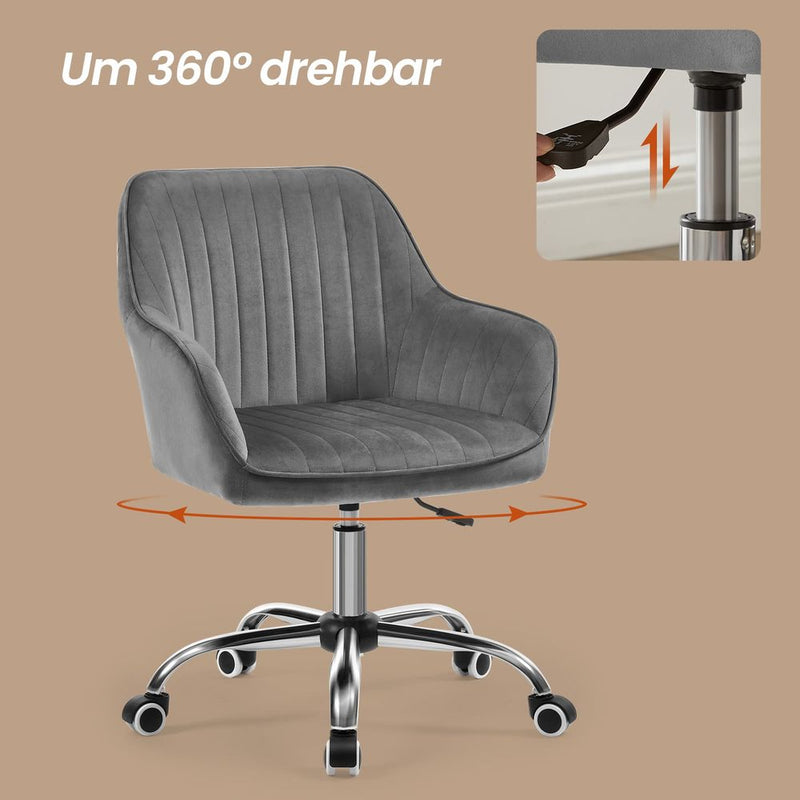 SEGENN Lecce Draaibare Bureaustoel met Velvet Bekleding en Comfortabel Schuimkussen-Ergonomische Velvet Draaistoel met Schuimgevulde Zitting