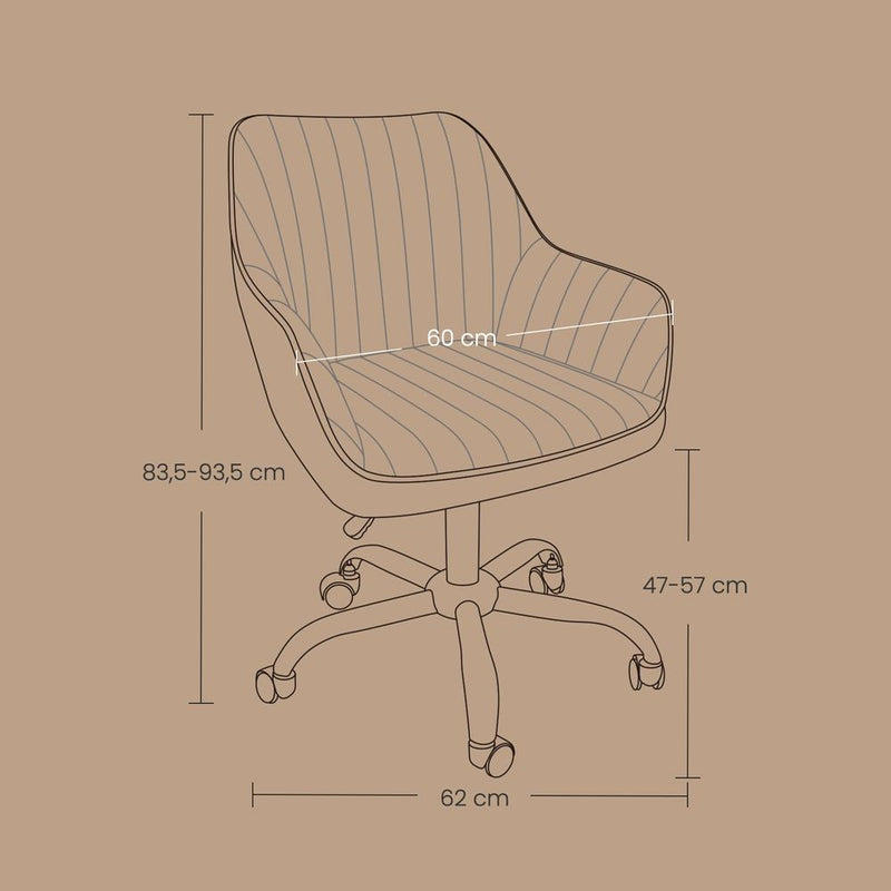 SEGENN Lecce Draaibare Bureaustoel met Velvet Bekleding en Comfortabel Schuimkussen-Ergonomische Velvet Draaistoel met Schuimgevulde Zitting