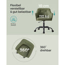 Segenn's bureaustoel - draaistoel - bureaustoel in hoogte verstelbaar - tot 110 kg belastbaar - ademende stof - voor werkkamer - slaapkamer - groen