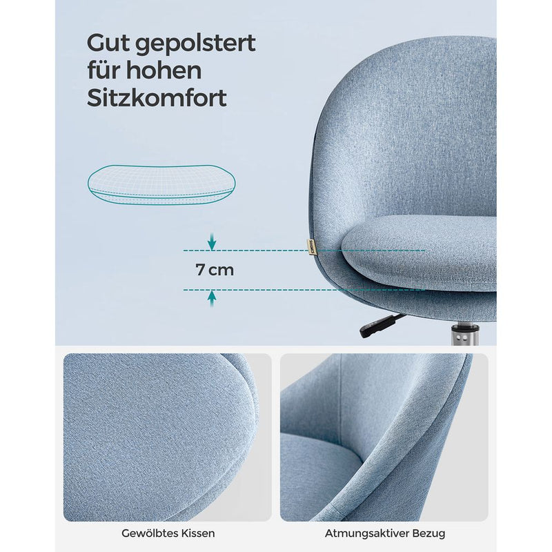 SEGENN Genoa Ergonomisch Draaistoel – Blauw – Voor Thuis of Kantoor-Verstelbaar & Comfortabel
