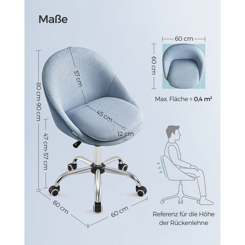 SEGENN Genoa Ergonomisch Draaistoel – Blauw – Voor Thuis of Kantoor-Verstelbaar & Comfortabel