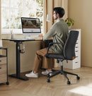 SEGENN Novara Inktzwarte Kantoorstoel met Gebogen Zitting en Stevige Rugleuning-Stijlvolle Inktzwarte Bureaustoel met Ergonomisch Ontwerp