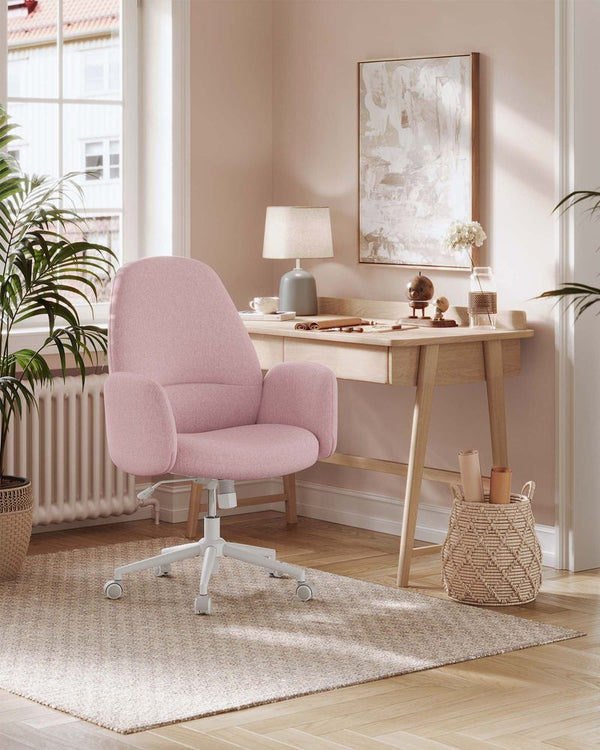SEGENN Padua Pastelroze Draaistoel met Armleuningen – Ergonomisch & Verstelbaar-In Hoogte Verstelbare Bureaustoel-Comfortabel Design