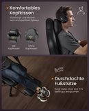 SEGENN Livorno Gamingstoel met Verstelbare Hoogte, Voetsteun en Hoofdsteun – Zwart-Comfort Gaming Chair – Inktzwart met Verstelbare Hoogte, Voetsteun en Kussensteun