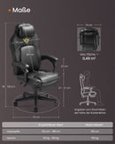 SEGENN Livorno Gamingstoel met Verstelbare Hoogte, Voetsteun en Hoofdsteun – Zwart-Comfort Gaming Chair – Inktzwart met Verstelbare Hoogte, Voetsteun en Kussensteun