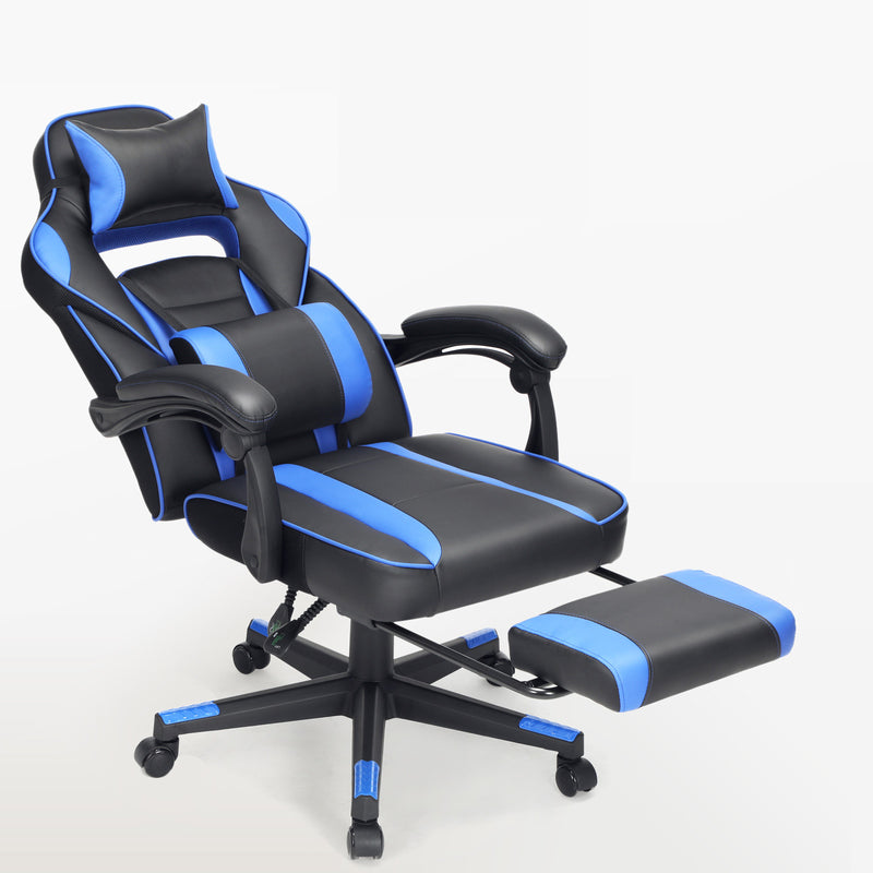 Segenn's Gaming stoel met voetensteun - Bureaustoel met hoofdsteun en lendenkussen - in hoogte verstelbaar - ergonomisch - 90-135 °