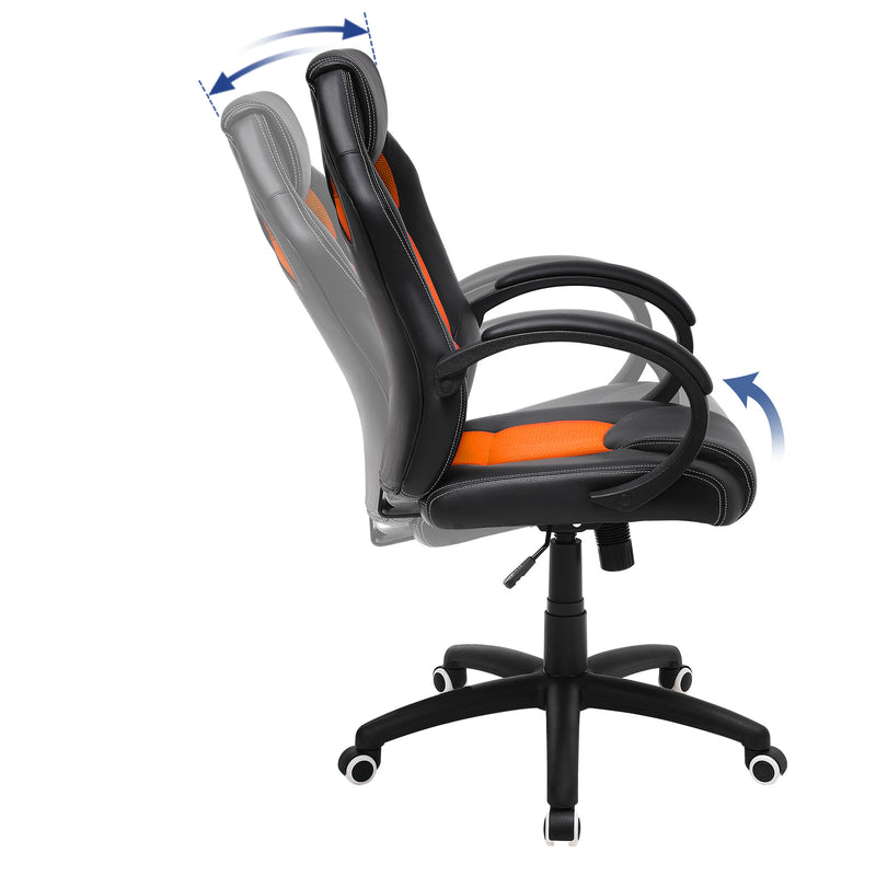 Segenn's Racestoel - Bureaustoel - Gamestoel - Directiestoel - Draaistoel PU - Zwart-Oranje