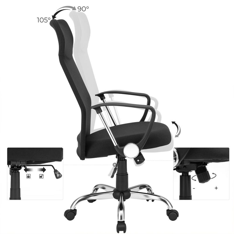 SEGENN Salerno Ergonomische Zwarte Bureaustoel met Comfortabele Zitting en Rugleuning