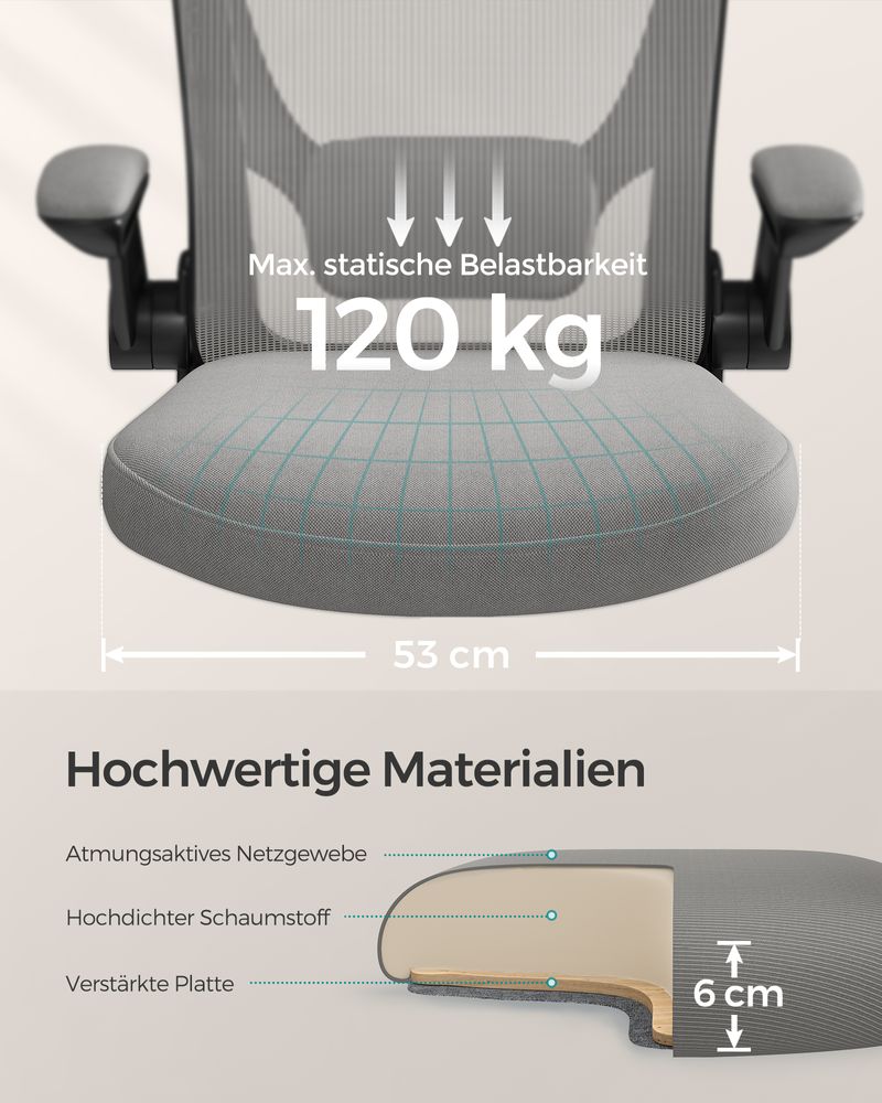 SEGENN Palermo Stijlvolle Duifgrijze Bureaustoel – Ergonomisch, Met Rocking Mechanisme en Comfortabele Armsteunen