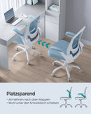 SEGENN Perugia Ergonomische Bureaustoel met Opklapbare Armleuningen – Mistblauw Comfort-Rugondersteuning