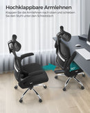 SEGENN Padua Comfortabele Inktzwarte Bureaustoel met Lendensteun en Hoofdsteun-Bureaustoel met Verstelbare Hoofd- en Rugondersteuning