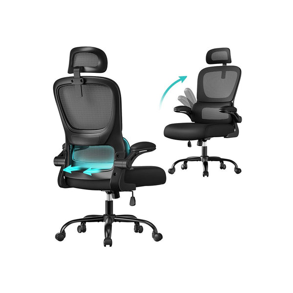 SEGENN Genoa Bureaustoel met Mesh Rug en Opvouwbare Armleuningen – Ergonomisch & Ventilerend