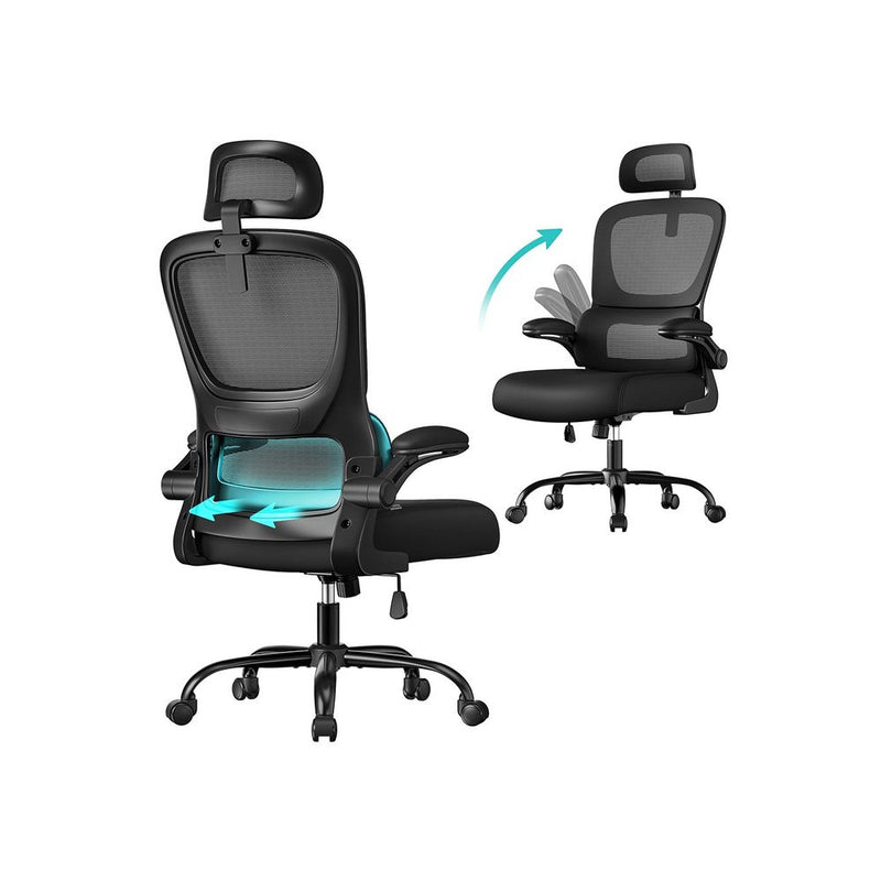 SEGENN Genoa Bureaustoel met Mesh Rug en Opvouwbare Armleuningen – Ergonomisch & Ventilerend
