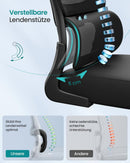 SEGENN Genoa Bureaustoel met Mesh Rug en Opvouwbare Armleuningen – Ergonomisch & Ventilerend