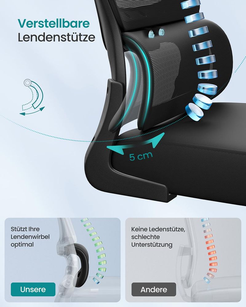 SEGENN Genoa Bureaustoel met Mesh Rug en Opvouwbare Armleuningen – Ergonomisch & Ventilerend