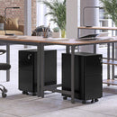 Ladeblok met afsluitbare - Ladeblok bureau op wieltjes- 3 Lades - metaal - 30 x 45 x 60 cm zwart