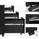 Ladeblok met afsluitbare - Ladeblok bureau op wieltjes- 3 Lades - metaal - 30 x 45 x 60 cm zwart