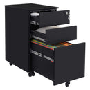 Ladeblok met afsluitbare - Ladeblok bureau op wieltjes- 3 Lades - metaal - 30 x 45 x 60 cm zwart