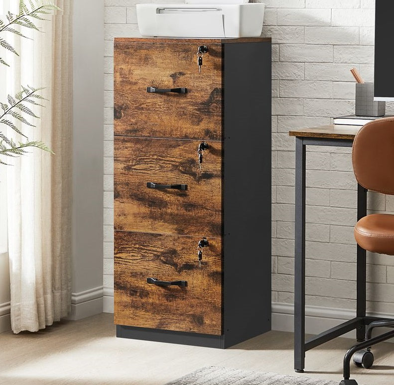 Segenn's Trieste Stevige Archiefkast met 3 Vergrendelbare Lades-Metalen Dossierkast met 3 Afsluitbare Lades