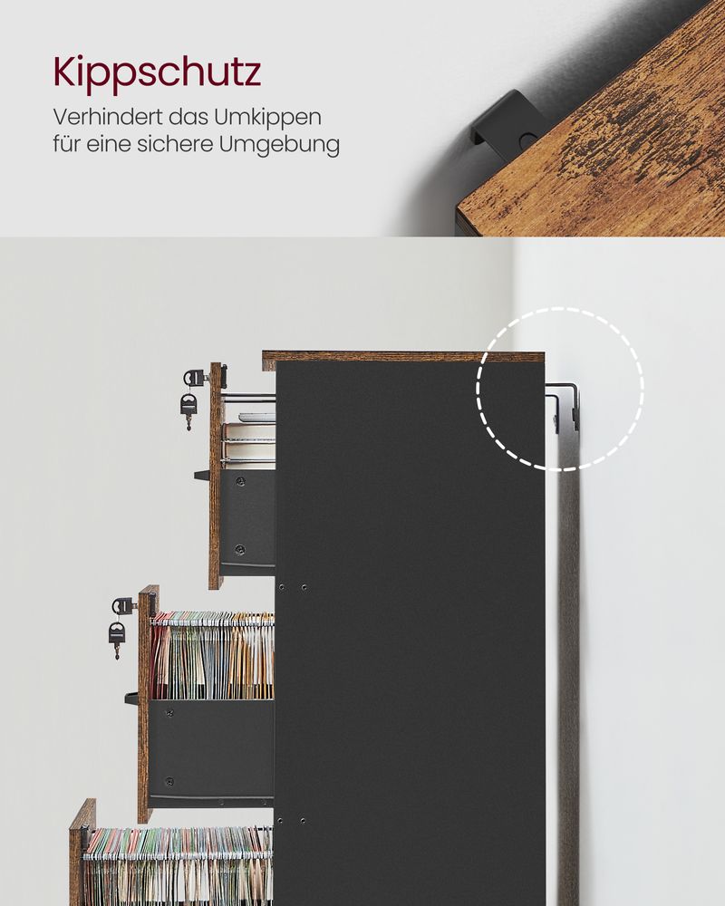 Segenn's Trieste Stevige Archiefkast met 3 Vergrendelbare Lades-Metalen Dossierkast met 3 Afsluitbare Lades