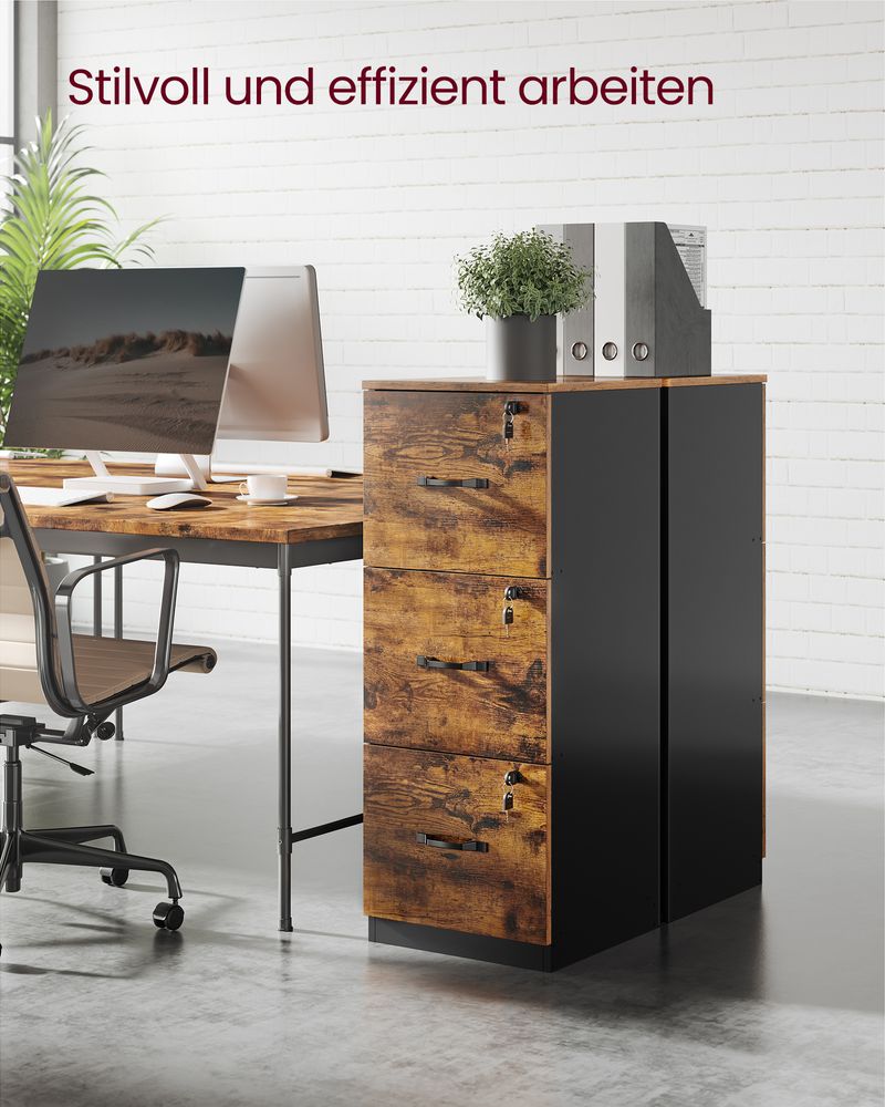 Segenn's Trieste Stevige Archiefkast met 3 Vergrendelbare Lades-Metalen Dossierkast met 3 Afsluitbare Lades