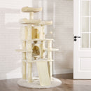 Segenn's Grote krabpaal, krabpaal met 3 comfortabele kijkplatforms, kattenspeelgoed met 2 knuffelgaten, dikke sisalpalen, extra krabplank, stabiel, 172 cm, Beige