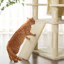 Segenn's Grote krabpaal, krabpaal met 3 comfortabele kijkplatforms, kattenspeelgoed met 2 knuffelgaten, dikke sisalpalen, extra krabplank, stabiel, 172 cm, Beige